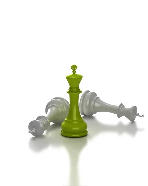 Chess king standing - game over — Stock Photo, Image