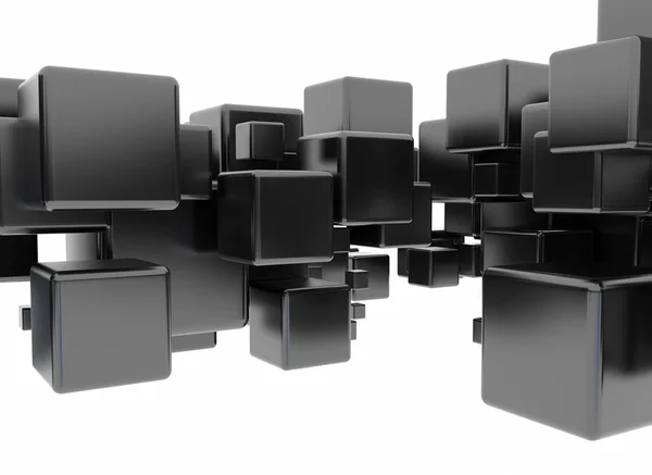 Black 3d cubes isolated on white background — Stock Photo, Image