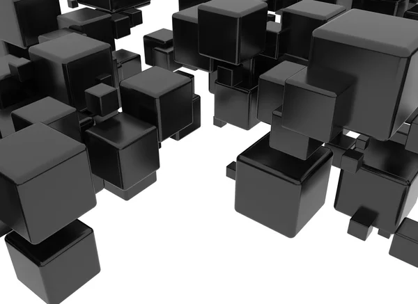 Black 3d cubes isolated on white — Stock Photo, Image