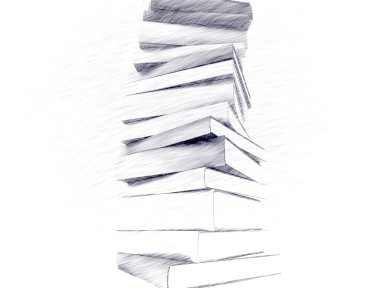 Pencil sketch of books clipart