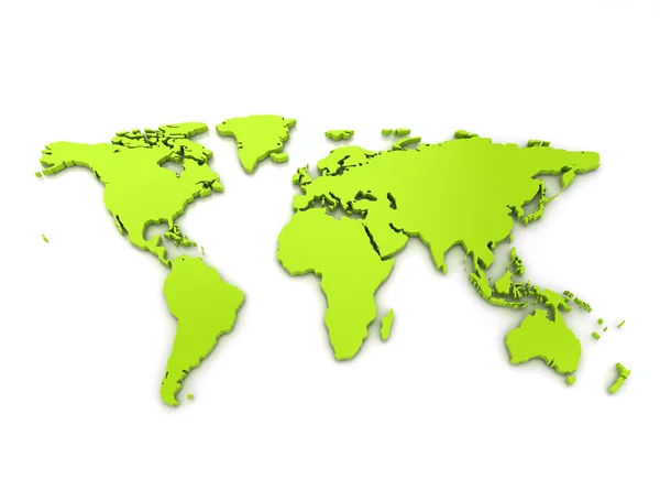 Green world map on white background — Stock Photo, Image