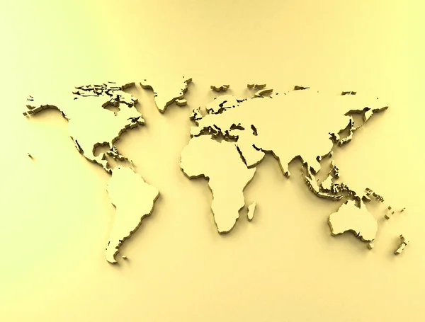 Mapa del mundo dorado — Foto de Stock