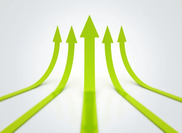 Rising green arrows 3D — Stock Photo, Image