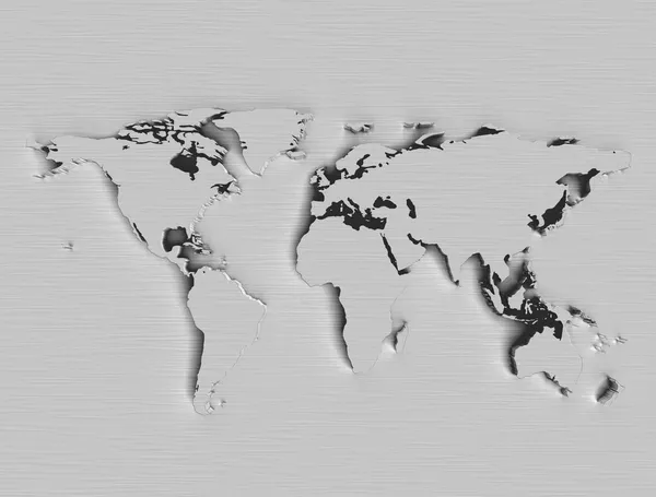 Mapa do mundo metálico 3d de alta resolução — Fotografia de Stock