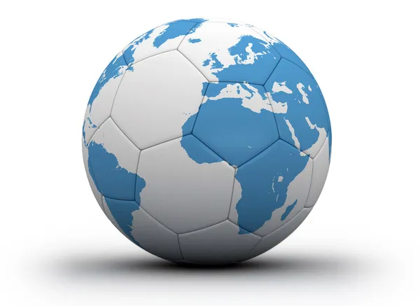 World map printet on soccer ball — Stock Photo, Image
