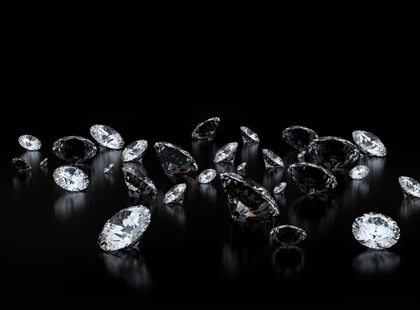 Diamonds on black background — Stock Photo, Image