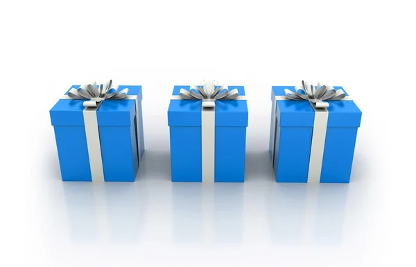 Blaue Geschenkboxen — Stockfoto