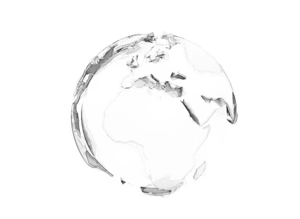 3D多边形世界地球被白色隔离 — 图库照片
