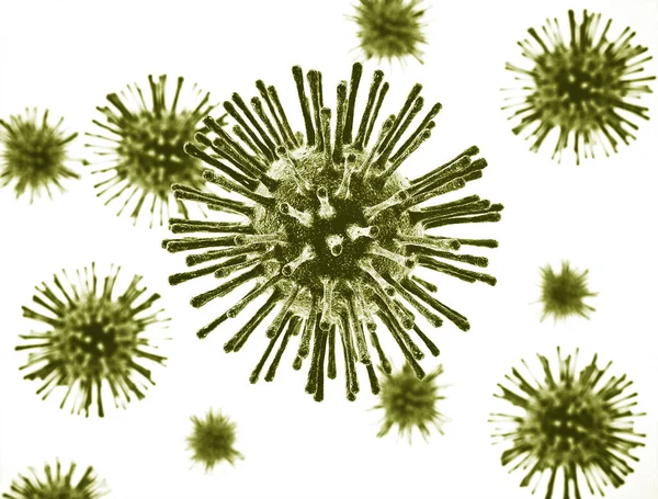 白い背景に隔離されたウイルス細胞 3Dイラスト — ストック写真
