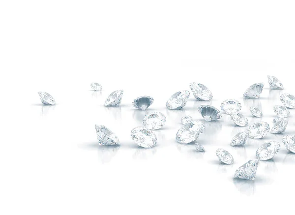 Diamants Éparpillés Sur Fond Blanc — Photo