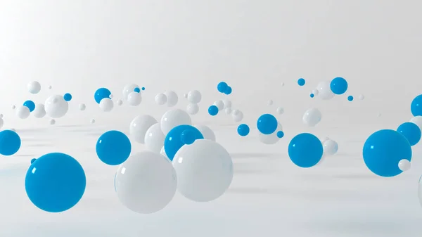 Abstract Illustration Assorted White Blue Pastel Balls Floating — Stock Fotó