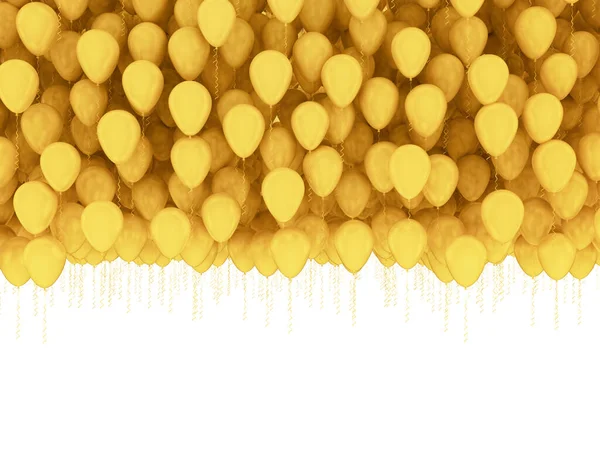 Gelbe Goldene Luftballons Auf Weißem Hintergrund — Stockfoto