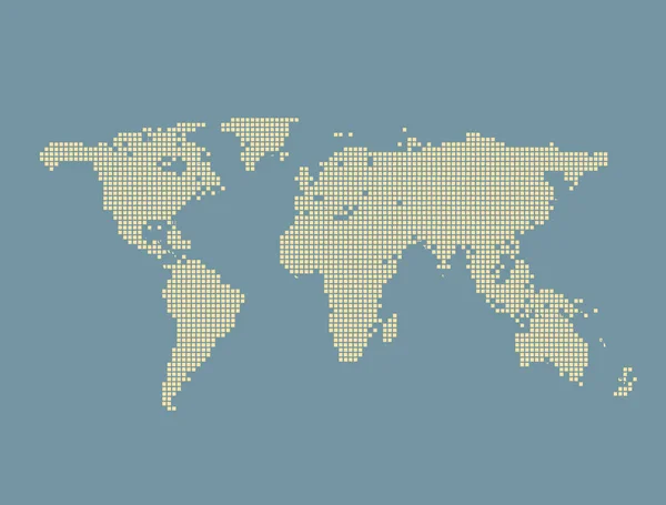 Pixel Mapa Del Mundo Cuadrados Azules — Foto de Stock