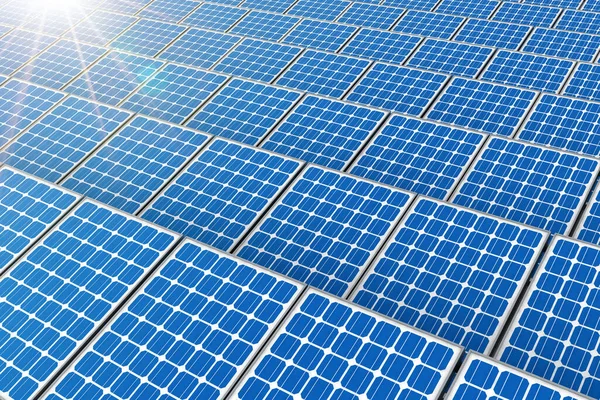 Solární Panely Fotovoltaické Alternativní Zdroje Elektrické Energie Sluneční Paprsky — Stock fotografie