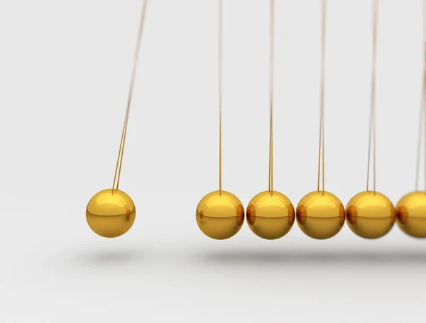 Berço Newtons Com Bolas Douradas — Fotografia de Stock