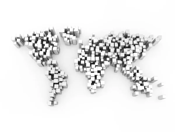 World Map Made Metal Cubes — Stock Photo, Image