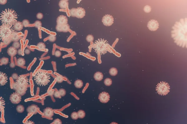 Mikroba Virus Dan Sel Bakteri Dalam Tubuh Manusia Ilustrasi Digital — Stok Foto