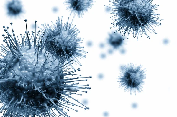 Närbild Virus Celler Isolerade Vit Bakgrund — Stockfoto