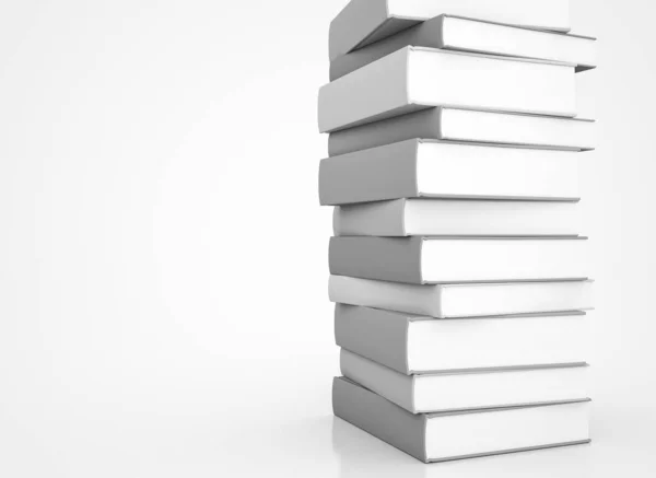 Beyaz Arkaplanda Izole Edilmiş Uzun Kitap Yığını — Stok fotoğraf