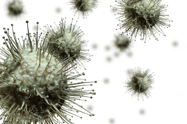 Вірусні Клітини Під Мікроскопом Ізольовані Білому Тлі Ілюстрація — стокове фото