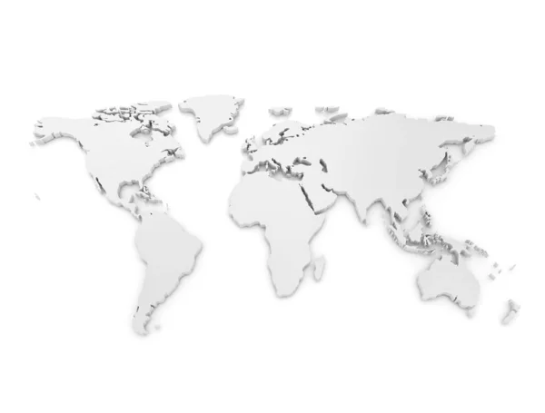Beyaz Arkaplanda Dünya Haritası Metalik — Stok fotoğraf