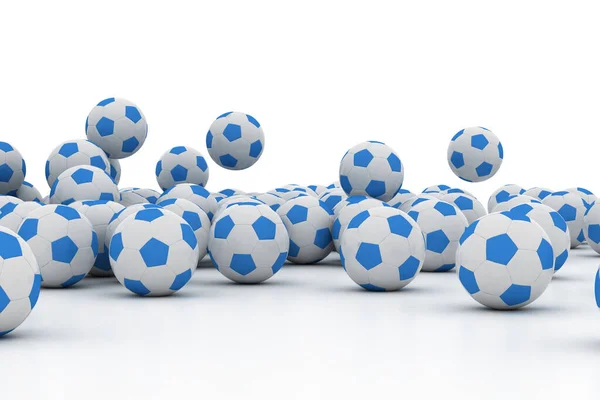 Boyutlu Illüstrasyon Beyaz Arkaplanda Izole Edilmiş Futbol Topları Yığını — Stok fotoğraf