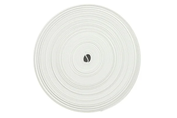 Circle of white elastic roll on white background. — Stock Photo, Image