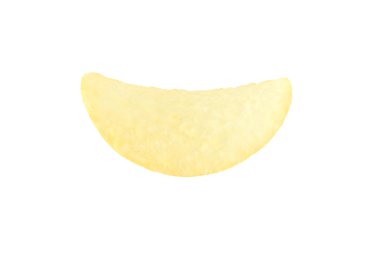 beyaz zemin üzerinde tek patates cipsi.