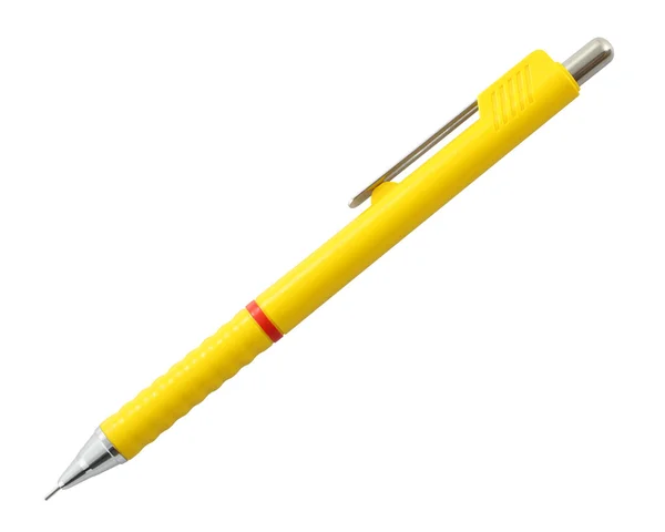 Gul mekaniska penna på vit bakgrund. — Stockfoto