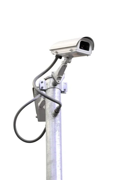 Überwachungskamera-Mast auf weißem Hintergrund. — Stockfoto