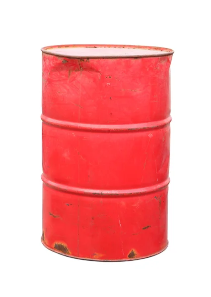 Old red barrel on white background. — Stock Photo, Image