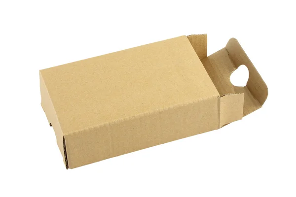 Cardboard box opened cover on white background. — Stock Photo, Image