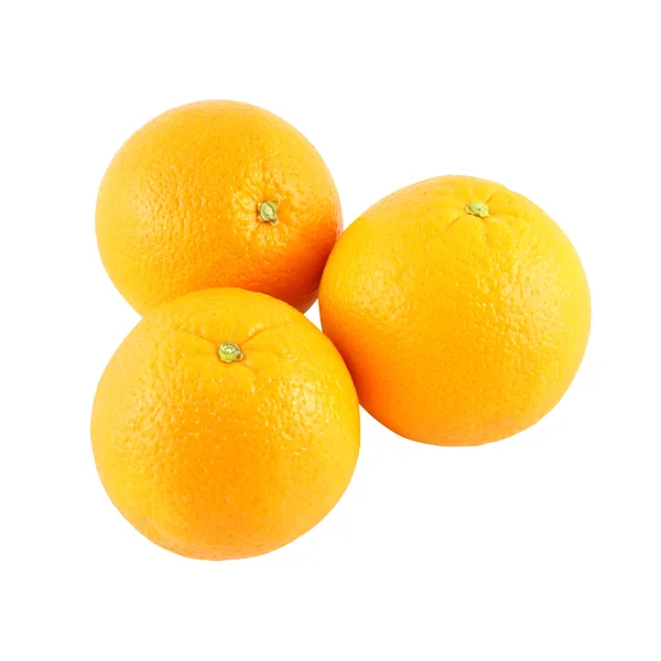 Three whole navel orange on white background. — Stock Photo, Image