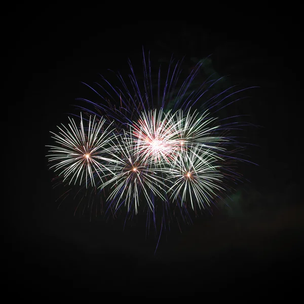 Gruppe Feuerwerk Stil explodieren am Nachthimmel. — Stockfoto