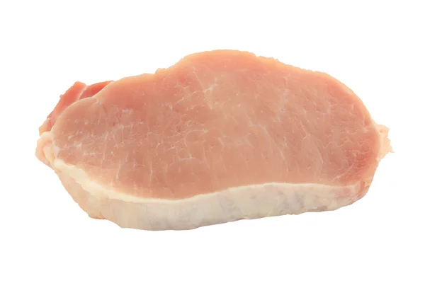 Stuk van rauw gesneden varkensvlees op witte achtergrond. — Stockfoto