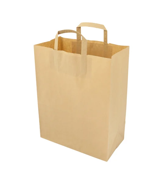 Upper paper brown bag on white background. — Stock Photo, Image