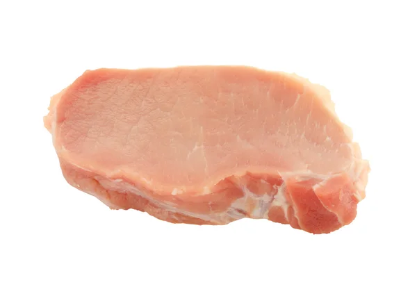 Stuk van rauw gesneden rode varkensvlees op witte achtergrond. — Stockfoto