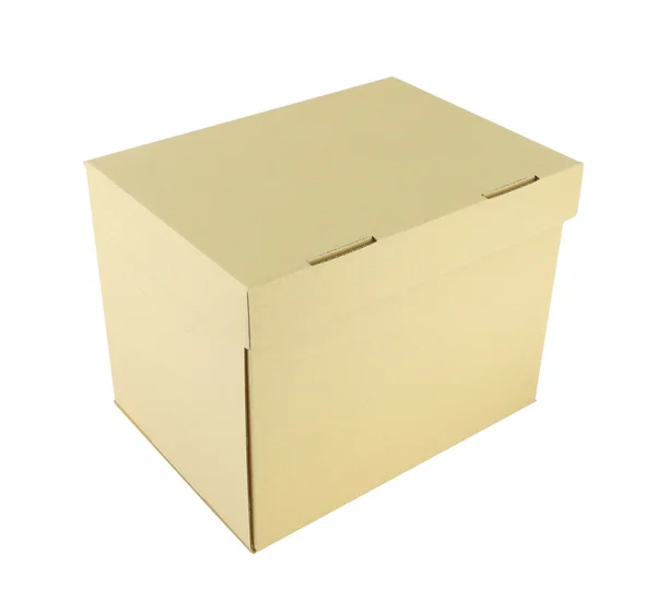 Upper side cardboard paper box on white background. — Stock Photo, Image