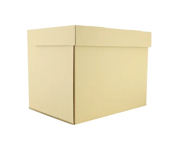 Center side cardboard paper box on white background. — Stock Photo, Image