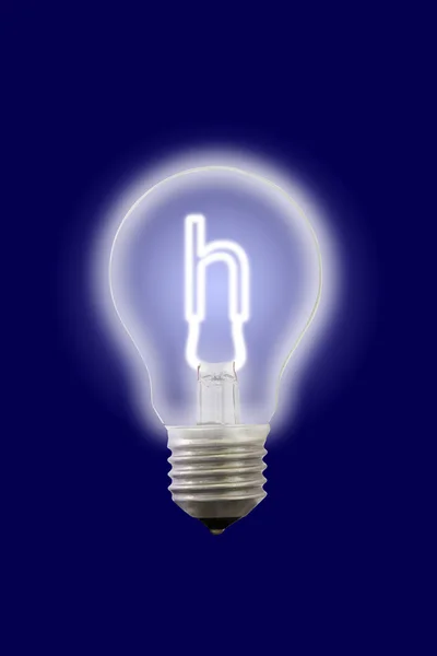 Kleine Buchstaben leuchten innere elektrische Lampe. — Stockfoto
