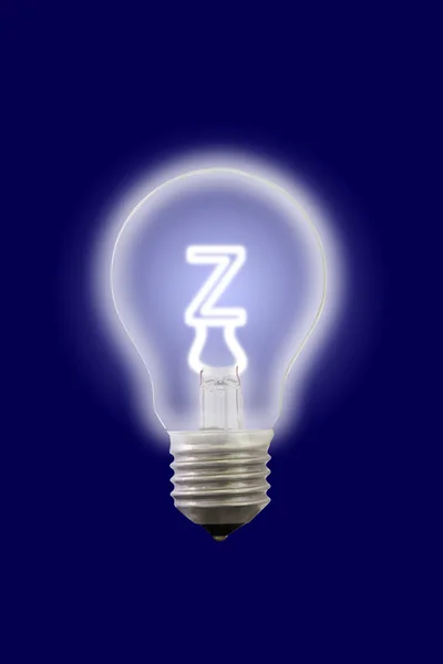 Kleine Buchstaben leuchten innere elektrische Lampe. — Stockfoto