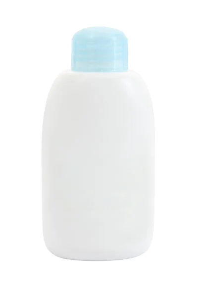 Tampa azul garrafa de plástico no fundo branco . — Fotografia de Stock