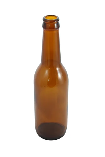 Top garrafa marrom lateral no fundo branco . — Fotografia de Stock