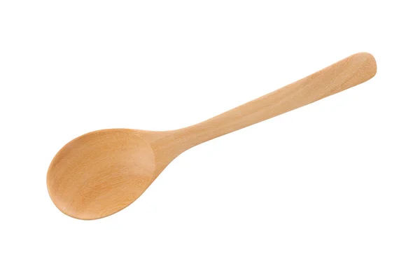 Wooden craft spoon on white background. — Stock Photo, Image