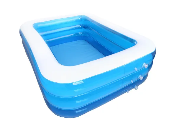 Corner empty inflatable rubber pool on white background. — Stock Photo, Image