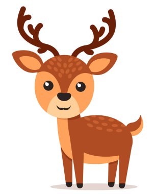 Geyik karakteri beyaz arka planda. Mutlu yıllar.