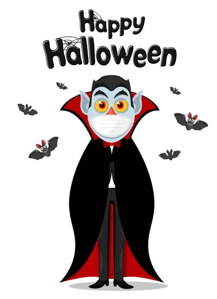 Dracula Een Medisch Masker Met Vleermuizen Een Witte Achtergrond Halloween — Stockvector