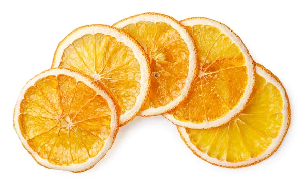 Αποξηραμένες Φέτες Πορτοκαλιού Κοντά Λευκό Φόντο Μεμονωμένα — Φωτογραφία Αρχείου