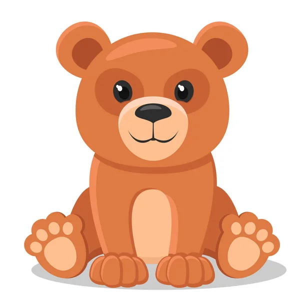Brown Bear Sits Smiles White Background Bear Character — Stock Vector