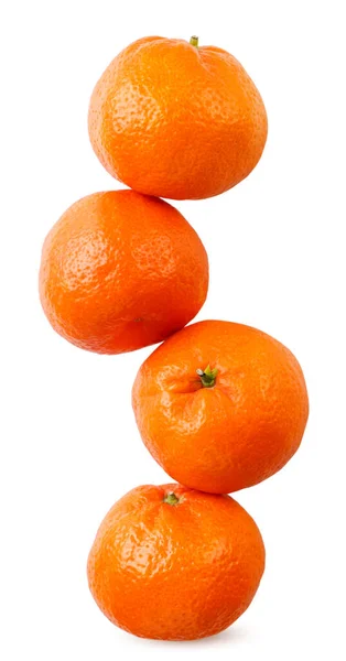 Tangerines Staan Bovenop Elkaar Close Een Witte Achtergrond Geïsoleerd — Stockfoto